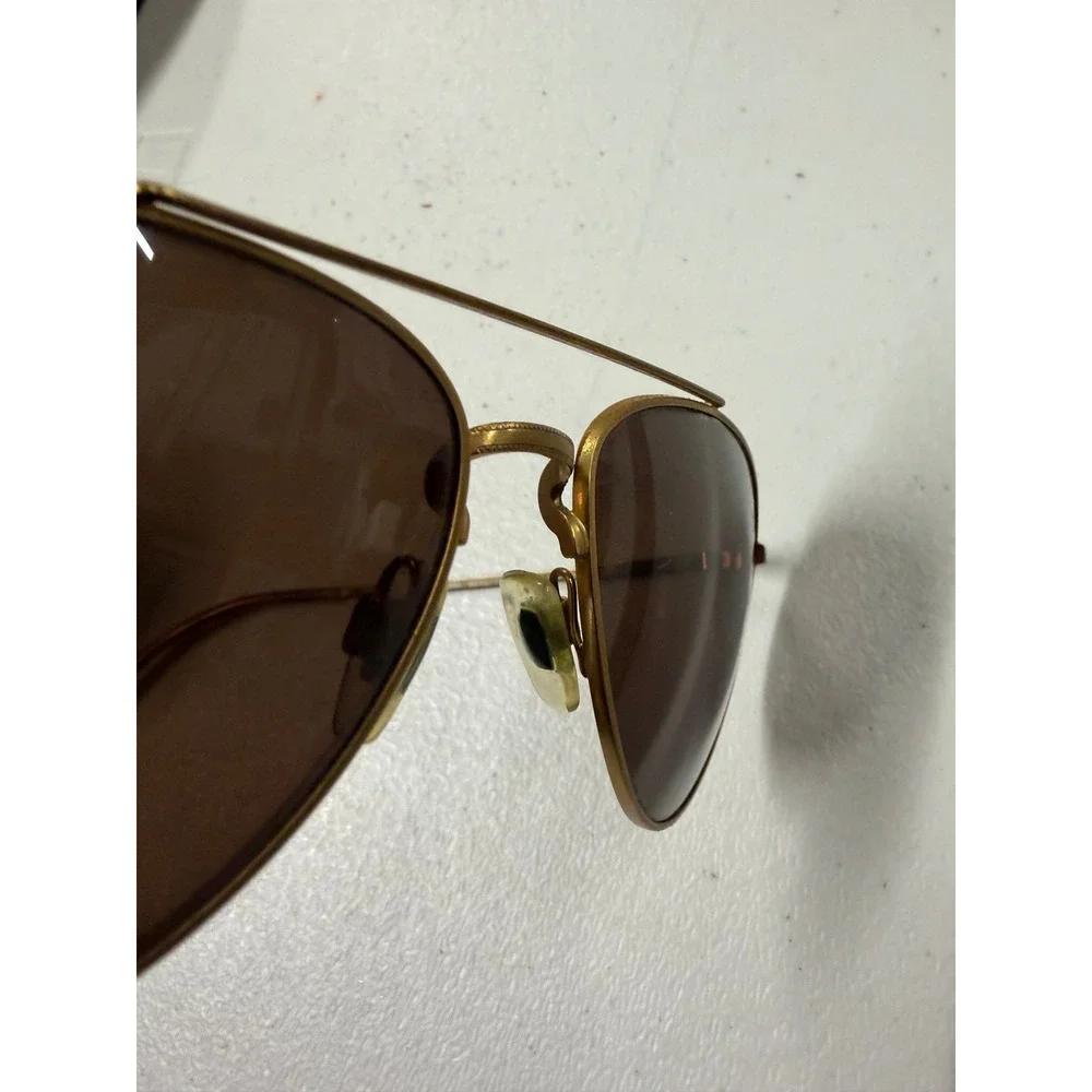Ralph Lauren Aviator Sunglasses Gold Filigree Frame Brown Lens Made in Italy
